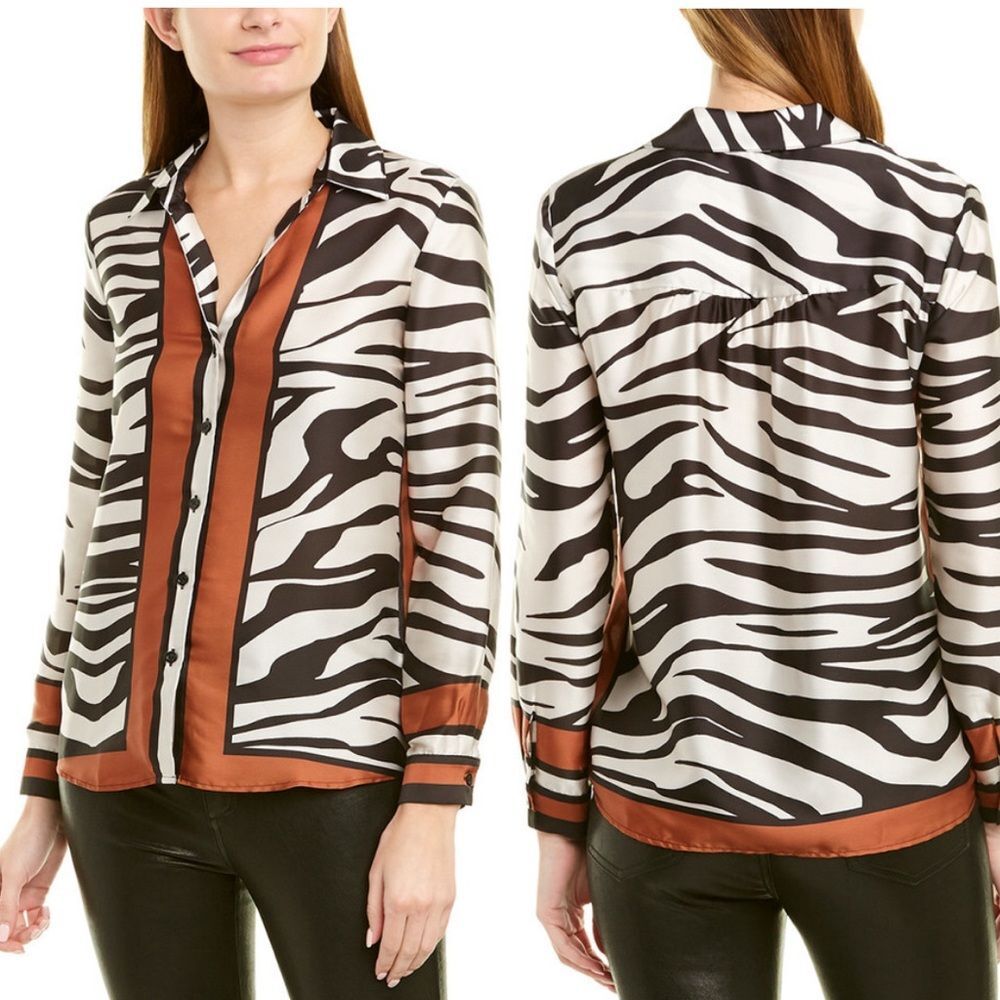 DREW Anthropologie Button Up Blouse Mix Print Size Long Sleeve Extra Small - Picture 1 of 13